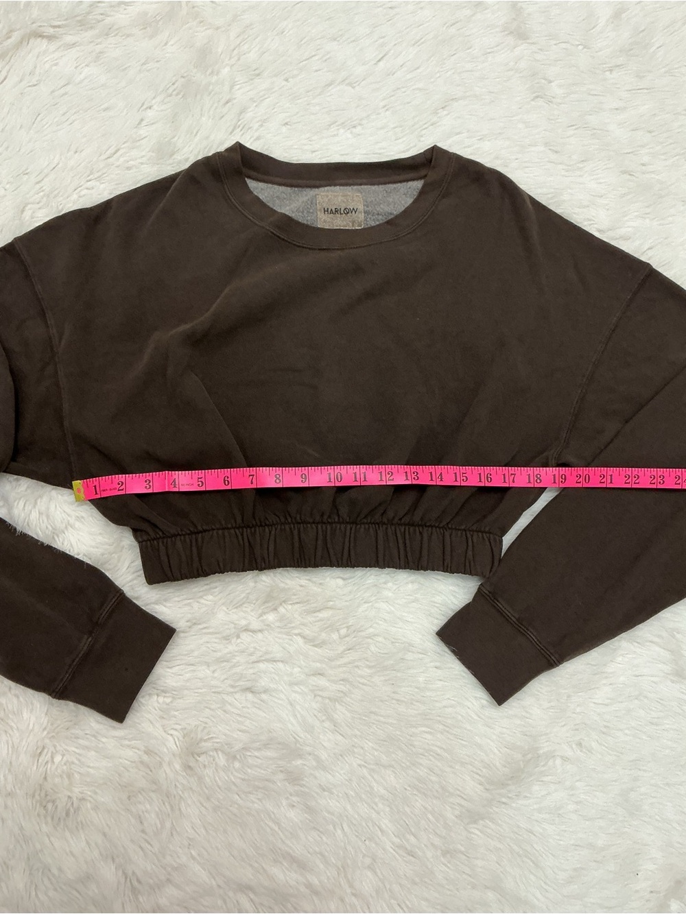 💙 Harlow - Cropped Sweatshirt in Deep Chocolate Brown - SZ L - Picture 6 of 8